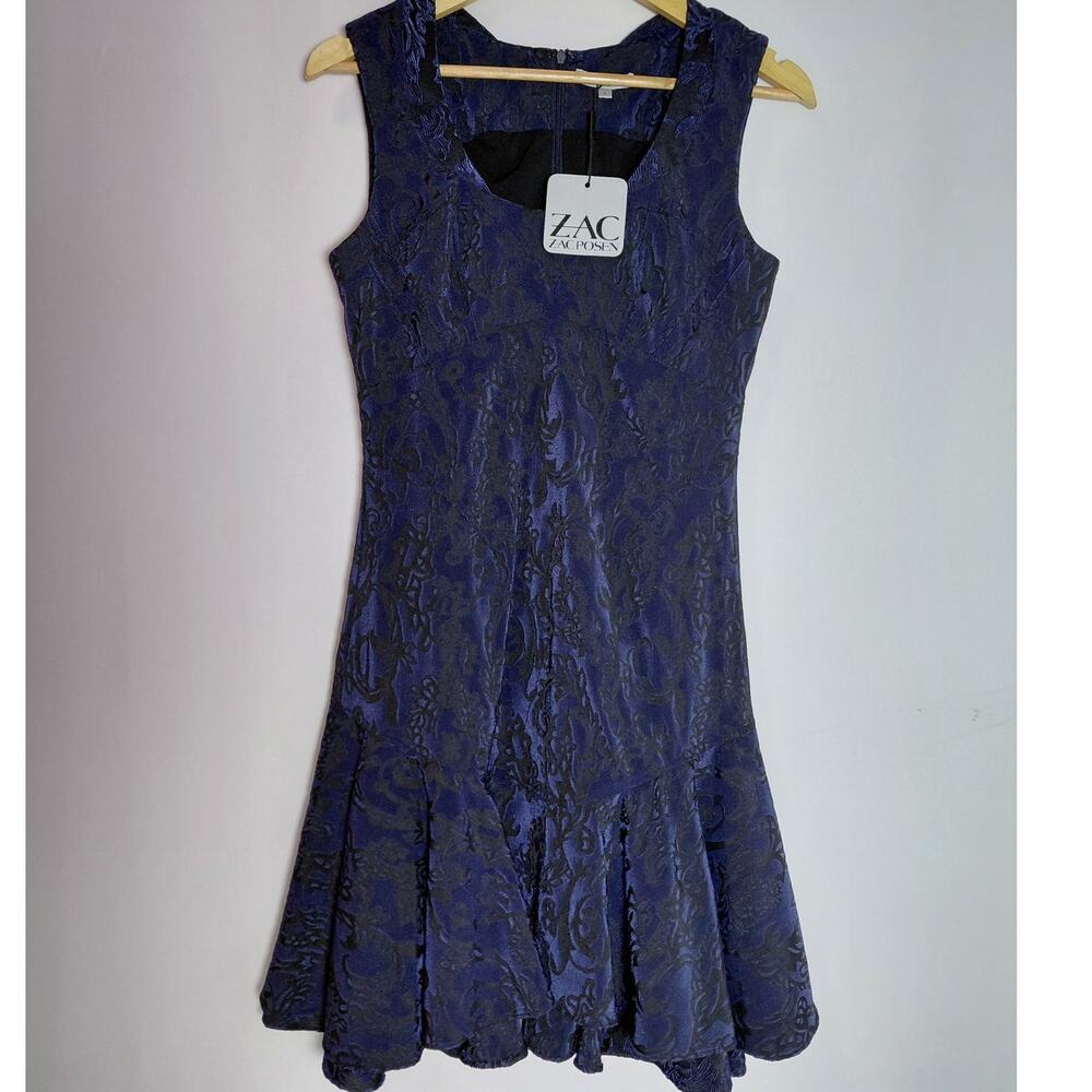 NWT ZAC ZAC POSEN Blue Sleeveless Dress Solid Scoop Neck Knee Length Size 6